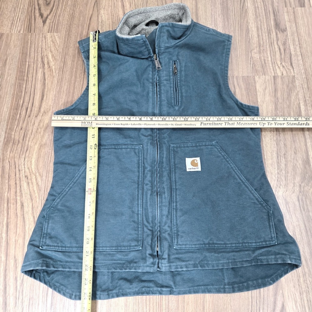 Carhartt Sandstone Mock Neck Vest Women Small Blue WV001 DTL Sherpa Lined Canvas - Picture 12 of 12